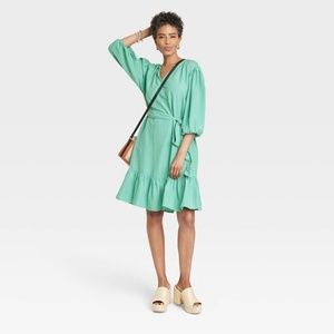 Women's 3/4 Sleeve A-Line Dress - Knox Rose Green